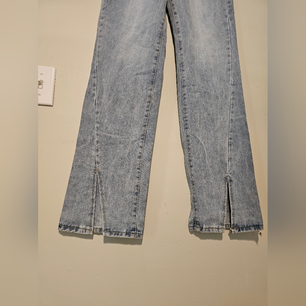 Kittenish Hise Rise Wide Leg Split Hem Retro Denim Jeans Jessie James De… - Picture 4 of 12
